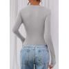 imagePRETTYGARDEN Womens Long Sleeve T Shirts 2026 Fall Trendy Deep V Neck Slim Fit Basic Crop Tops Casual Going Out TopGrey