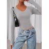 imagePRETTYGARDEN Womens Long Sleeve T Shirts 2026 Fall Trendy Deep V Neck Slim Fit Basic Crop Tops Casual Going Out TopGrey