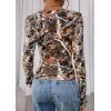 imagePRETTYGARDEN Womens Long Sleeve T Shirts 2026 Fall Trendy Deep V Neck Slim Fit Basic Crop Tops Casual Going Out TopKhaki Floral