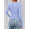 imagePRETTYGARDEN Womens Long Sleeve T Shirts 2026 Fall Trendy Deep V Neck Slim Fit Basic Crop Tops Casual Going Out TopLight Blue