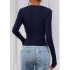 imagePRETTYGARDEN Womens Long Sleeve T Shirts 2026 Fall Trendy Deep V Neck Slim Fit Basic Crop Tops Casual Going Out TopNavy Blue