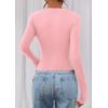 imagePRETTYGARDEN Womens Long Sleeve T Shirts 2026 Fall Trendy Deep V Neck Slim Fit Basic Crop Tops Casual Going Out TopPink
