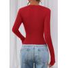 imagePRETTYGARDEN Womens Long Sleeve T Shirts 2026 Fall Trendy Deep V Neck Slim Fit Basic Crop Tops Casual Going Out TopRed