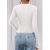 imagePRETTYGARDEN Womens Long Sleeve T Shirts 2026 Fall Trendy Deep V Neck Slim Fit Basic Crop Tops Casual Going Out TopWhite