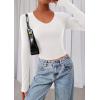 imagePRETTYGARDEN Womens Long Sleeve T Shirts 2026 Fall Trendy Deep V Neck Slim Fit Basic Crop Tops Casual Going Out TopWhite