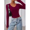 imagePRETTYGARDEN Womens Long Sleeve T Shirts 2026 Fall Trendy Deep V Neck Slim Fit Basic Crop Tops Casual Going Out TopWine Red