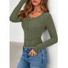 imagePRETTYGARDEN Womens Long Sleeve Tops 2026 Spring Fashion Clothes Henley Shirts Slim Fitted Ribbed Tees Blouses Fall OutfitsArmy Green