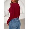 imagePRETTYGARDEN Womens Long Sleeve Tops 2026 Spring Fashion Clothes Henley Shirts Slim Fitted Ribbed Tees Blouses Fall OutfitsBurgundy