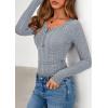 imagePRETTYGARDEN Womens Long Sleeve Tops 2026 Spring Fashion Clothes Henley Shirts Slim Fitted Ribbed Tees Blouses Fall OutfitsDusty Blue