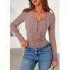 imagePRETTYGARDEN Womens Long Sleeve Tops 2026 Spring Fashion Clothes Henley Shirts Slim Fitted Ribbed Tees Blouses Fall OutfitsPink