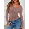 imagePRETTYGARDEN Womens Long Sleeve Tops 2026 Spring Fashion Clothes Henley Shirts Slim Fitted Ribbed Tees Blouses Fall OutfitsPink