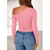 imagePRETTYGARDEN Womens Off Shoulder Long Sleeve Shirts 2026 Fall Ruched Fitted Asymmetrical Going Out Tops Trendy Y2K ClothesPink