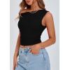 imagePRETTYGARDEN Womens Off The Shoulder Crop Top  Chic Asymmetrical Going Out Tops for Summer 2026 Slim Fitted amp BreathableBlack