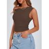 imagePRETTYGARDEN Womens Off The Shoulder Crop Top  Chic Asymmetrical Going Out Tops for Summer 2026 Slim Fitted amp BreathableCoffee