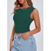 imagePRETTYGARDEN Womens Off The Shoulder Crop Top  Chic Asymmetrical Going Out Tops for Summer 2026 Slim Fitted amp BreathableDark Green
