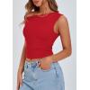 imagePRETTYGARDEN Womens Off The Shoulder Crop Top  Chic Asymmetrical Going Out Tops for Summer 2026 Slim Fitted amp BreathableRed