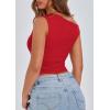 imagePRETTYGARDEN Womens Off The Shoulder Crop Top  Chic Asymmetrical Going Out Tops for Summer 2026 Slim Fitted amp BreathableRed