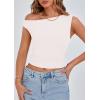 imagePRETTYGARDEN Womens Off The Shoulder Crop Top  Chic Asymmetrical Going Out Tops for Summer 2026 Slim Fitted amp BreathableWhite