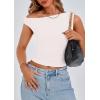 imagePRETTYGARDEN Womens Off The Shoulder Crop Top  Chic Asymmetrical Going Out Tops for Summer 2026 Slim Fitted amp BreathableWhite
