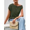imagePRETTYGARDEN Womens Off The Shoulder Tops 2026 Summer Casual Short Sleeve Tunic T Shirts Lightweight Knit SweatersArmy Green