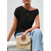 imagePRETTYGARDEN Womens Off The Shoulder Tops 2026 Summer Casual Short Sleeve Tunic T Shirts Lightweight Knit SweatersBlack