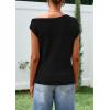 imagePRETTYGARDEN Womens Off The Shoulder Tops 2026 Summer Casual Short Sleeve Tunic T Shirts Lightweight Knit SweatersBlack
