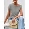 imagePRETTYGARDEN Womens Off The Shoulder Tops 2026 Summer Casual Short Sleeve Tunic T Shirts Lightweight Knit SweatersLight Grey