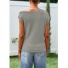 imagePRETTYGARDEN Womens Off The Shoulder Tops 2026 Summer Casual Short Sleeve Tunic T Shirts Lightweight Knit SweatersLight Grey