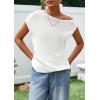 imagePRETTYGARDEN Womens Off The Shoulder Tops 2026 Summer Casual Short Sleeve Tunic T Shirts Lightweight Knit SweatersWhite