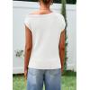 imagePRETTYGARDEN Womens Off The Shoulder Tops 2026 Summer Casual Short Sleeve Tunic T Shirts Lightweight Knit SweatersWhite