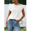 imagePRETTYGARDEN Womens Off The Shoulder Tops 2026 Summer Casual Short Sleeve Tunic T Shirts Lightweight Knit SweatersWhite