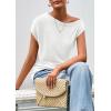 imagePRETTYGARDEN Womens Off The Shoulder Tops 2026 Summer Casual Short Sleeve Tunic T Shirts Lightweight Knit SweatersWhite