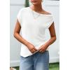 imagePRETTYGARDEN Womens Off The Shoulder Tops 2026 Summer Casual Short Sleeve Tunic T Shirts Lightweight Knit SweatersWhite