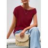 imagePRETTYGARDEN Womens Off The Shoulder Tops 2026 Summer Casual Short Sleeve Tunic T Shirts Lightweight Knit SweatersWine Red