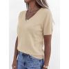 imagePRETTYGARDEN Womens Short Sleeve Sweaters V Neck Business Casual Tops Lightweight Sweater Shirts 2026 Summer Spring OutfitsApricot