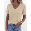 imagePRETTYGARDEN Womens Short Sleeve Sweaters V Neck Business Casual Tops Lightweight Sweater Shirts 2026 Summer Spring OutfitsApricot
