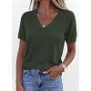 imagePRETTYGARDEN Womens Short Sleeve Sweaters V Neck Business Casual Tops Lightweight Sweater Shirts 2026 Summer Spring OutfitsArmy Green