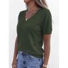 imagePRETTYGARDEN Womens Short Sleeve Sweaters V Neck Business Casual Tops Lightweight Sweater Shirts 2026 Summer Spring OutfitsArmy Green