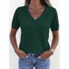 imagePRETTYGARDEN Womens Short Sleeve Sweaters V Neck Business Casual Tops Lightweight Sweater Shirts 2026 Summer Spring OutfitsDark Green
