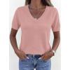 imagePRETTYGARDEN Womens Short Sleeve Sweaters V Neck Business Casual Tops Lightweight Sweater Shirts 2026 Summer Spring OutfitsDusty Pink