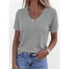 imagePRETTYGARDEN Womens Short Sleeve Sweaters V Neck Business Casual Tops Lightweight Sweater Shirts 2026 Summer Spring OutfitsGrey