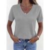 imagePRETTYGARDEN Womens Short Sleeve Sweaters V Neck Business Casual Tops Lightweight Sweater Shirts 2026 Summer Spring OutfitsGrey