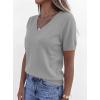 imagePRETTYGARDEN Womens Short Sleeve Sweaters V Neck Business Casual Tops Lightweight Sweater Shirts 2026 Summer Spring OutfitsGrey