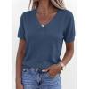 imagePRETTYGARDEN Womens Short Sleeve Sweaters V Neck Business Casual Tops Lightweight Sweater Shirts 2026 Summer Spring OutfitsGrey Blue