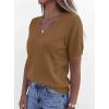 imagePRETTYGARDEN Womens Short Sleeve Sweaters V Neck Business Casual Tops Lightweight Sweater Shirts 2026 Summer Spring OutfitsKhaki