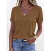 imagePRETTYGARDEN Womens Short Sleeve Sweaters V Neck Business Casual Tops Lightweight Sweater Shirts 2026 Summer Spring OutfitsKhaki