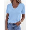 imagePRETTYGARDEN Womens Short Sleeve Sweaters V Neck Business Casual Tops Lightweight Sweater Shirts 2026 Summer Spring OutfitsLight Blue