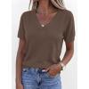 imagePRETTYGARDEN Womens Short Sleeve Sweaters V Neck Business Casual Tops Lightweight Sweater Shirts 2026 Summer Spring OutfitsLight Brown