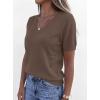 imagePRETTYGARDEN Womens Short Sleeve Sweaters V Neck Business Casual Tops Lightweight Sweater Shirts 2026 Summer Spring OutfitsLight Brown