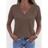imagePRETTYGARDEN Womens Short Sleeve Sweaters V Neck Business Casual Tops Lightweight Sweater Shirts 2026 Summer Spring OutfitsLight Brown